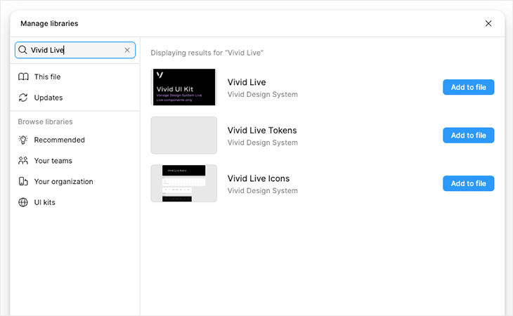 adding vivid-live, live-tokens and live-icons